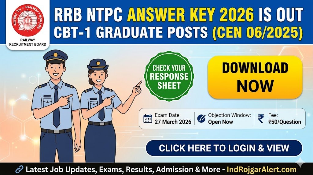 RRB NTPC Answer Key 2026 is LIVE now. check Response sheet